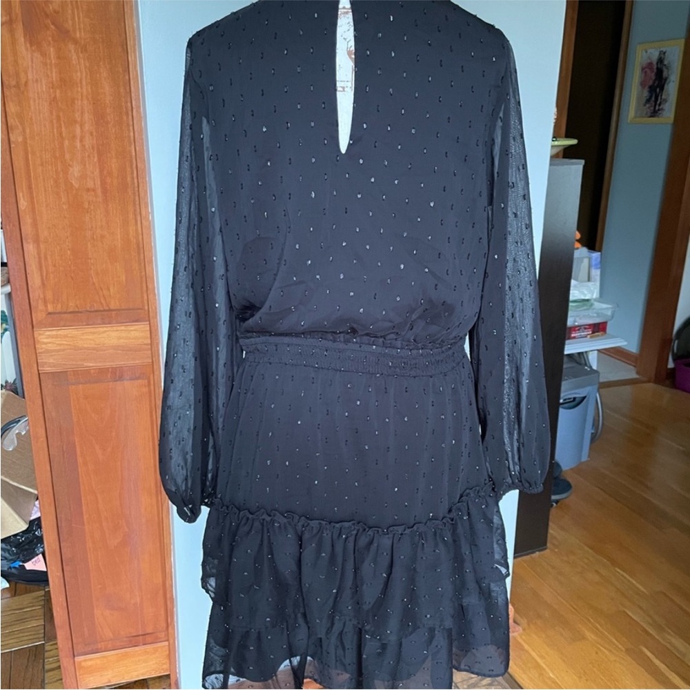 Express Smocked Waist Tiered Dress, Black, Size M - Picture 8 of 11